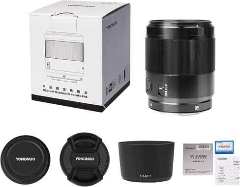 YONGNUO 85mm F1.8S DF DSM, Medium Telephoto Prime Lens for Sony E Mount, Full Frame Portrait Lens Black | Medium Telephoto Portrait E Mount Lens for Sony Mirrorless Cameras ZV-E10 A5000 A5100 A6000 A6100 A6300 A6400 A6500 A6700 etc in Kuwait