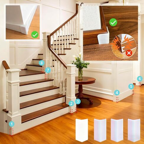 White Baseboard Corners Blocks Self Adhesive, Thickened Rubber Safety Corner Protectors Cushion, Soft Edge Furniture Wall Guards (4 PCS) in Kuwait