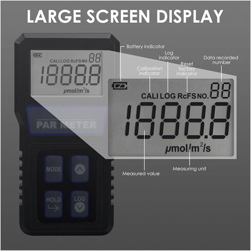 Lux Meter, Light Meter Digital PAR Full Sensor Photosynthetic Activity IP68 for Aquarium Reef Tank Plant PPFD Tester LCD Display,for Grow Plants/Photography in Kuwait