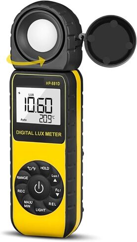 Lux Meter, Light Meter 881D Digital LUX Wide Range 0.1-400,000Lux LCD Display Auto Zero Low Power Indicator,for Grow Plants/Photography in Kuwait