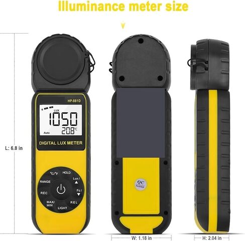 Lux Meter, Light Meter 881D Digital LUX Wide Range 0.1-400,000Lux LCD Display Auto Zero Low Power Indicator,for Grow Plants/Photography in Kuwait