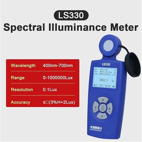 Lux Meter, Light Meter LS330 Spectral Illuminance Luxometer Digital CCT UVI CRI Ra Lx FC Flicker Frequency,for Grow Plants/Photography in Kuwait