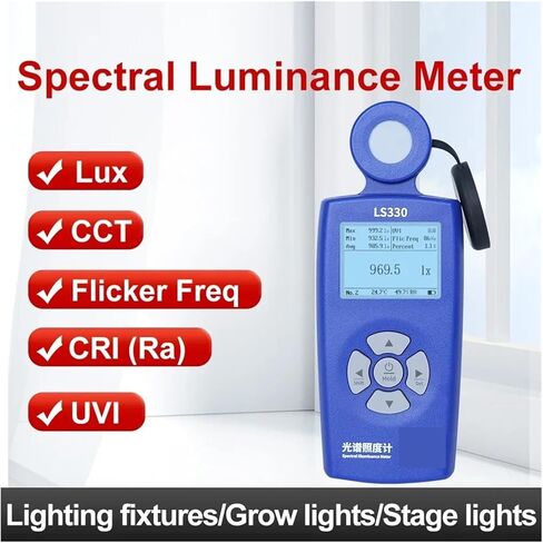 Lux Meter, Light Meter LS330 Spectral Illuminance Luxometer Digital CCT UVI CRI Ra Lx FC Flicker Frequency,for Grow Plants/Photography in Kuwait