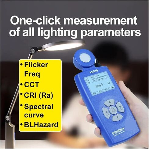 Lux Meter, Light Meter LS330 Spectral Illuminance Luxometer Digital CCT UVI CRI Ra Lx FC Flicker Frequency,for Grow Plants/Photography in Kuwait