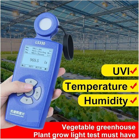 Lux Meter, Light Meter LS330 Spectral Illuminance Luxometer Digital CCT UVI CRI Ra Lx FC Flicker Frequency,for Grow Plants/Photography in Kuwait