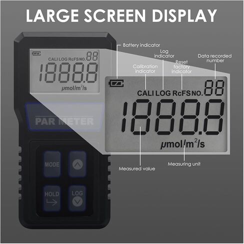 Lux Meter, Light Meter Reef Aquarium IP68 Waterproof Sensor Digital Full Tank PAR PPFD Tester,for Grow Plants/Photography in Kuwait