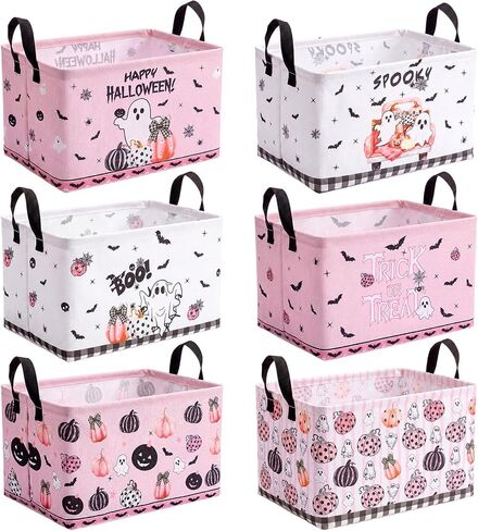 CHENGU 6 Pack Pink Silly Goose Storage Bin Cute Collapsible Storage Basket for Girl Large Foldable Laundry Box with Handle Decorative Clothing Basket for Girl Nursery Bedroom Home Baby Shower Birthday in Kuwait