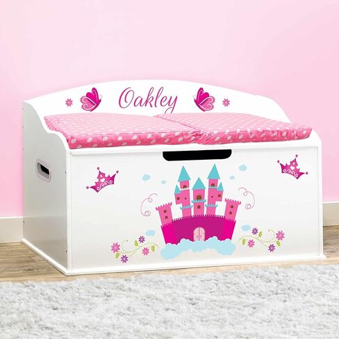 DIBSIES Personalized Creative Wonders Toy Box, Princess, 30 x 19.25 x 18 inches, Soft-Close Lid (Pink) in Kuwait