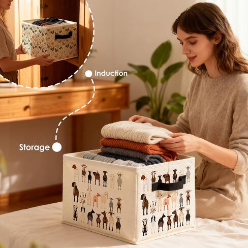 Funny Goat Sheep Animal Storage Bins Box, Toybox for Girls Boys, Gifts for Goat Lovers Foldable Baskets Organizer with Handles for Bedroom Bathroom Home Clothes Toys Books in Kuwait