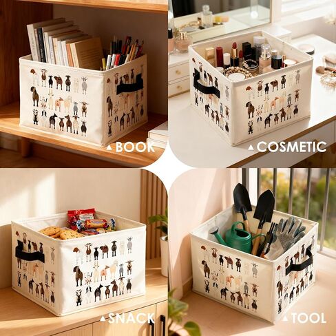 Funny Goat Sheep Animal Storage Bins Box, Toybox for Girls Boys, Gifts for Goat Lovers Foldable Baskets Organizer with Handles for Bedroom Bathroom Home Clothes Toys Books in Kuwait