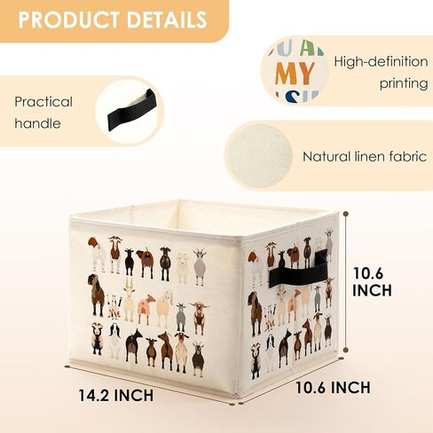 Funny Goat Sheep Animal Storage Bins Box, Toybox for Girls Boys, Gifts for Goat Lovers Foldable Baskets Organizer with Handles for Bedroom Bathroom Home Clothes Toys Books in Kuwait