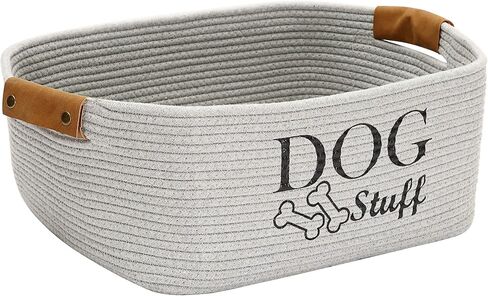 Morezi Durable Cotton Rope Dog Toy Storage, Large Dog Bin, Pet Bed, Puppy Toy Box - Perfect for Organizing Pet Toys, Blankets, Leashes, Clothing and Any Doggie Stuff - Gray in Kuwait