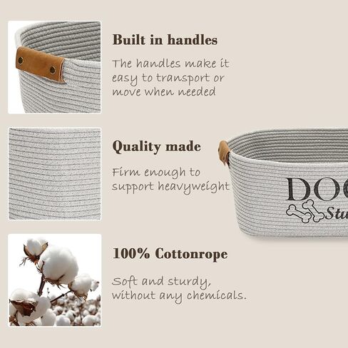 Morezi Durable Cotton Rope Dog Toy Storage, Large Dog Bin, Pet Bed, Puppy Toy Box - Perfect for Organizing Pet Toys, Blankets, Leashes, Clothing and Any Doggie Stuff - Gray in Kuwait