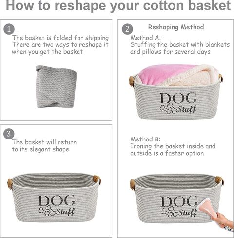 Morezi Durable Cotton Rope Dog Toy Storage, Large Dog Bin, Pet Bed, Puppy Toy Box - Perfect for Organizing Pet Toys, Blankets, Leashes, Clothing and Any Doggie Stuff - Gray in Kuwait