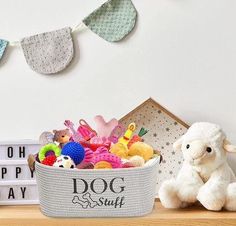 Morezi Durable Cotton Rope Dog Toy Storage, Large Dog Bin, Pet Bed, Puppy Toy Box - Perfect for Organizing Pet Toys, Blankets, Leashes, Clothing and Any Doggie Stuff - Gray in Kuwait