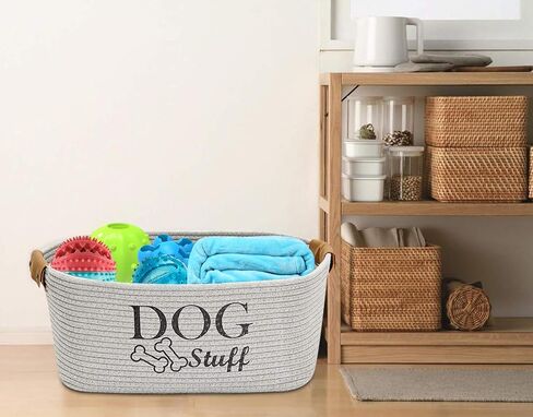 Morezi Durable Cotton Rope Dog Toy Storage, Large Dog Bin, Pet Bed, Puppy Toy Box - Perfect for Organizing Pet Toys, Blankets, Leashes, Clothing and Any Doggie Stuff - Gray in Kuwait
