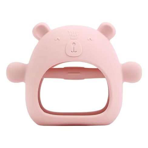 Anti-Drop Baby Teething Toy, BPA Free & Food-Grade Premium Silicone Bear Mitten Teether to Soothe Sore Gums and Relieve Pain, Chew Toy for Sucking Needs for 3m+ Infants (Blush Pink) in Kuwait