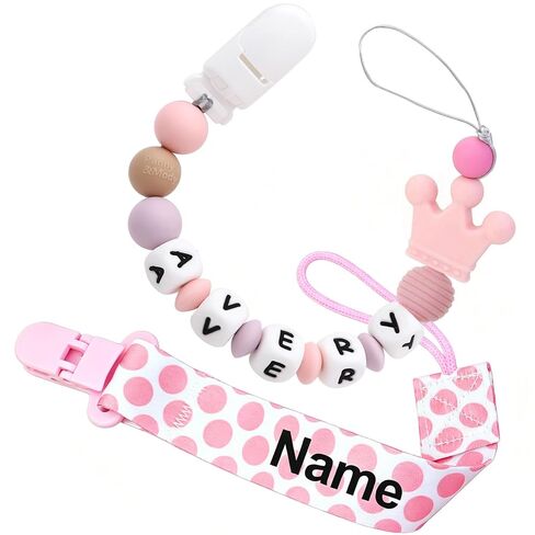 2 Pack Personalized Pacifier Clip with Name for Boy Girl Pacifier Holder | Custom Pacifier Baby Binky Holder with Name Baby Gift in Kuwait