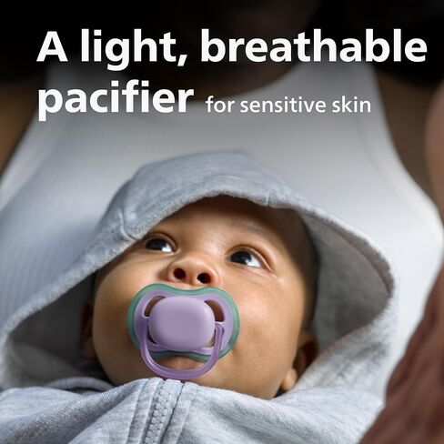 Philips Avent Ultra Air Pacifier - 4 x Light, Breathable Baby Pacifiers for Babies Aged 0-6 Months, BPA Free with Sterilizer Carry Case, SCF085/51 in Kuwait