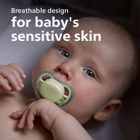Philips Avent Ultra Air Pacifier - 4 x Light, Breathable Baby Pacifiers for Babies Aged 0-6 Months, BPA Free with Sterilizer Carry Case, SCF085/51 in Kuwait
