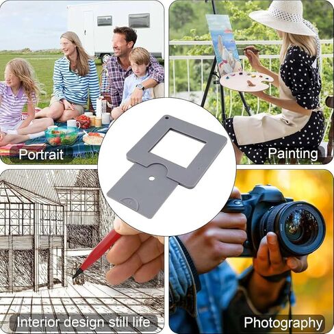 Sliding View Catcher for Artists | 4-Pack adjustable view finder with color isolation dot for proportion and tonal value studies. 3.5" square in Kuwait