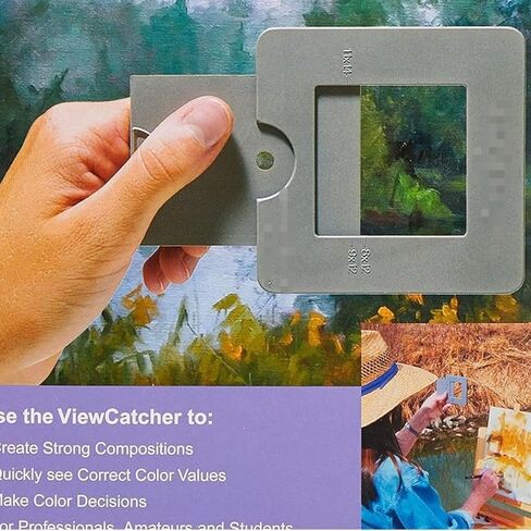Sliding View Catcher for Artists | 4-Pack adjustable view finder with color isolation dot for proportion and tonal value studies. 3.5" square in Kuwait