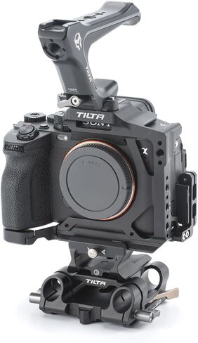 Tilta Half Cage Lightweight Kit Compatible with Sony a7R V, with Mount Accessories via NATO, Cold Shoe and 1/4"-20 Threads with Locating Pins | TA-T46-A (Black) | Lightweight half cage with NATO top handle and Arca Swiss plate for protection, mounting and in Kuwait