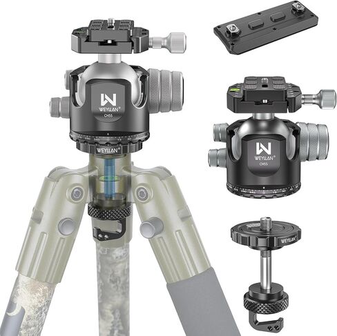 55mm Low Profile Arca Ball Head & Tripod Ball Head Conversion for BOG DeathGrip, WEYLLAN CH55 & BA5 Camera Tripod Head Mount with All Metal Converter Adapter, Mlok Rail Arca Swiss Quick Release Plate in Kuwait