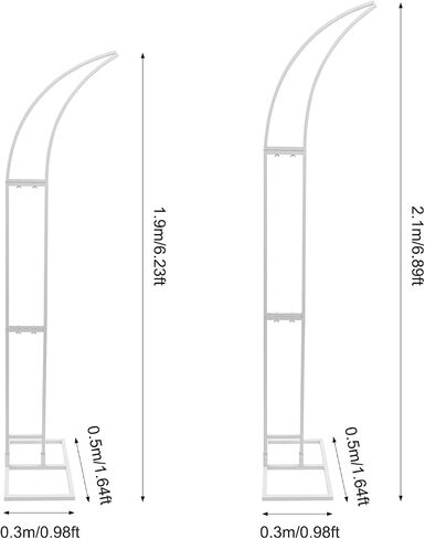 2pcs Curved Wedding Arch Backdrop Stand,Metal Balloon Arch Stand Floral Wedding Arches for Engagement, Bridal Shower, Birthday Party Decorations, Indoor & Outdoor Use 6.2ft 6.8ft Height (White) in Kuwait