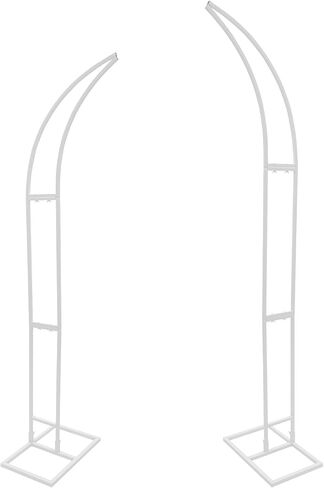 2pcs Curved Wedding Arch Backdrop Stand,Metal Balloon Arch Stand Floral Wedding Arches for Engagement, Bridal Shower, Birthday Party Decorations, Indoor & Outdoor Use 6.2ft 6.8ft Height (White) in Kuwait
