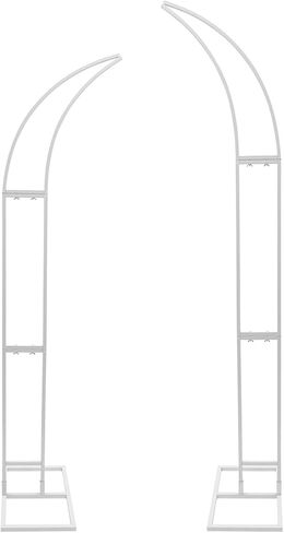2pcs Curved Wedding Arch Backdrop Stand,Metal Balloon Arch Stand Floral Wedding Arches for Engagement, Bridal Shower, Birthday Party Decorations, Indoor & Outdoor Use 6.2ft 6.8ft Height (White) in Kuwait