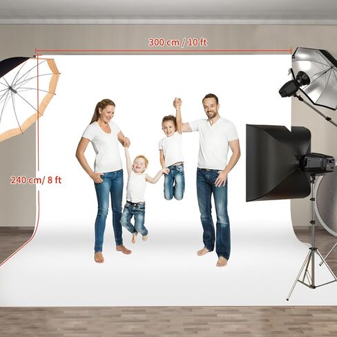 Hemmotop White Photo Backdrop Background 10x8ft | Polyester, Large, Drapes Well, Rod Pocket for Easy Hanging, for Family Photoshoot, Wedding, Birthday, Graduation, Baby Shower in Kuwait