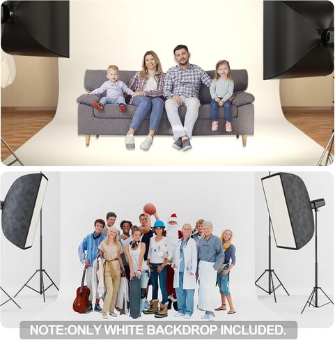 Hemmotop White Photo Backdrop Background 10x8ft | Polyester, Large, Drapes Well, Rod Pocket for Easy Hanging, for Family Photoshoot, Wedding, Birthday, Graduation, Baby Shower in Kuwait