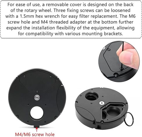 6 Position Filter Wheel for Telescope, Aluminum Alloy Filter Wheel, with Sunshade Covers, 6 Position SM1 Internal Threads, for Astronomical Observation, Optical Experiments in Kuwait