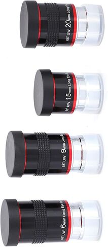 1.25 Inch 68° Ultra Wide Eyepiece Set for Telescope Black Material 4 Piece Set in Kuwait