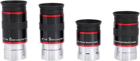 1.25 Inch 68° Ultra Wide Eyepiece Set for Telescope Black Material 4 Piece Set in Kuwait