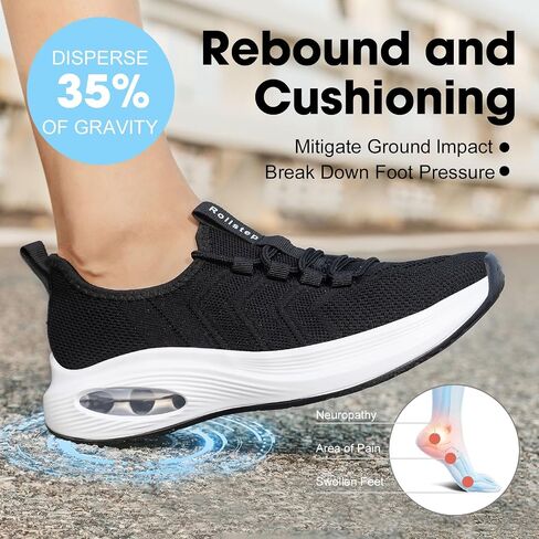 Wide Toe Box Shoes Women Extra Wide Width Sneakers Diabetic Air Cushion Road Running Shoes Ultra Light Wide Tennis Sneakers Gym Training Breathable Walking Shoes Black 37 in Kuwait