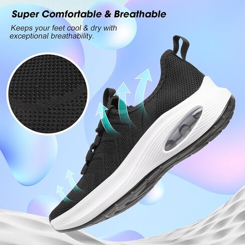 Wide Toe Box Shoes Women Extra Wide Width Sneakers Diabetic Air Cushion Road Running Shoes Ultra Light Wide Tennis Sneakers Gym Training Breathable Walking Shoes Black 37 in Kuwait