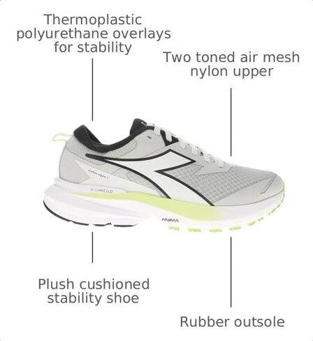 Diadora Womens Mythos Blushield Vigore 3 Running Sneakers Shoes - Grey in Kuwait