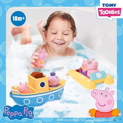 Peppa Pig Water Toys by TOMY Toomies- Peppa’s Boat Adventure Bath Toy Set - Includes 2 Boat Toys and 5 Peppa Pig Figures - 18 Months and Up in Kuwait