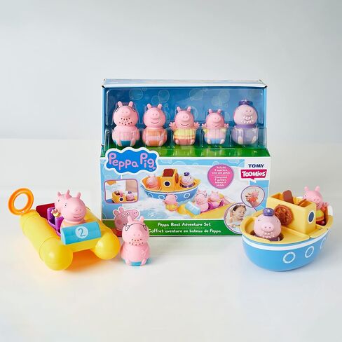 Peppa Pig Water Toys by TOMY Toomies- Peppa’s Boat Adventure Bath Toy Set - Includes 2 Boat Toys and 5 Peppa Pig Figures - 18 Months and Up in Kuwait