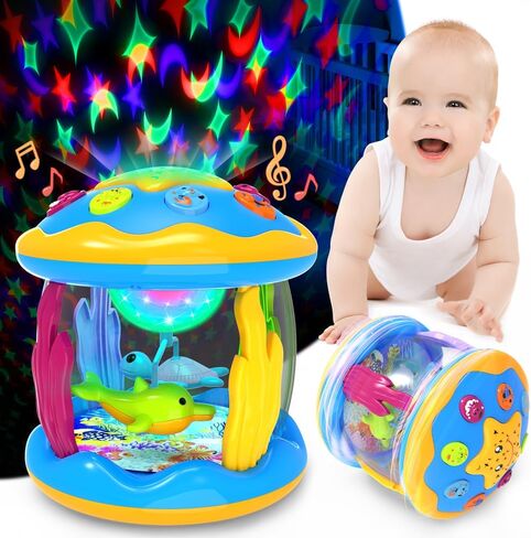 Baby Toys 6 to 12 Months - Musical Projector Rotating Light Up Toys, Tummy Time for Infant 12-18 Months, Learning Toy for Toddler 1 2 3 Years Old, Birthday Gifts for Boys Girls 0-3-6-9-12-18 Month in Kuwait