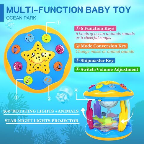 Baby Toys 6 to 12 Months - Musical Projector Rotating Light Up Toys, Tummy Time for Infant 12-18 Months, Learning Toy for Toddler 1 2 3 Years Old, Birthday Gifts for Boys Girls 0-3-6-9-12-18 Month in Kuwait