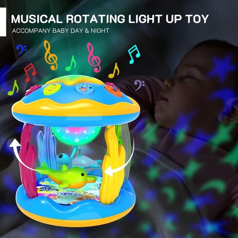 Baby Toys 6 to 12 Months - Musical Projector Rotating Light Up Toys, Tummy Time for Infant 12-18 Months, Learning Toy for Toddler 1 2 3 Years Old, Birthday Gifts for Boys Girls 0-3-6-9-12-18 Month in Kuwait