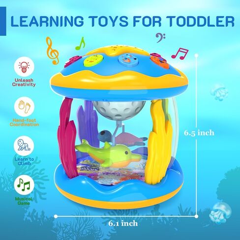 Baby Toys 6 to 12 Months - Musical Projector Rotating Light Up Toys, Tummy Time for Infant 12-18 Months, Learning Toy for Toddler 1 2 3 Years Old, Birthday Gifts for Boys Girls 0-3-6-9-12-18 Month in Kuwait