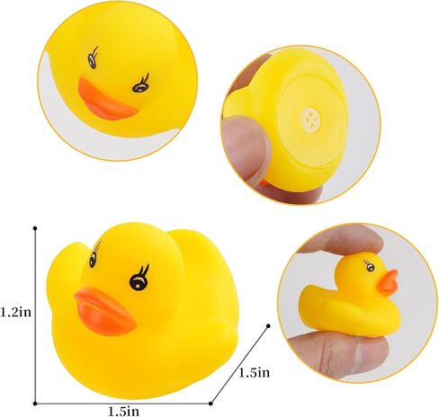 50 Pcs Mini Rubber Ducks,Float and Squeak Duckies | Mini floating duckies with squeak design for party favors,duck collections,prize boxes,decor displays and themed events in Kuwait