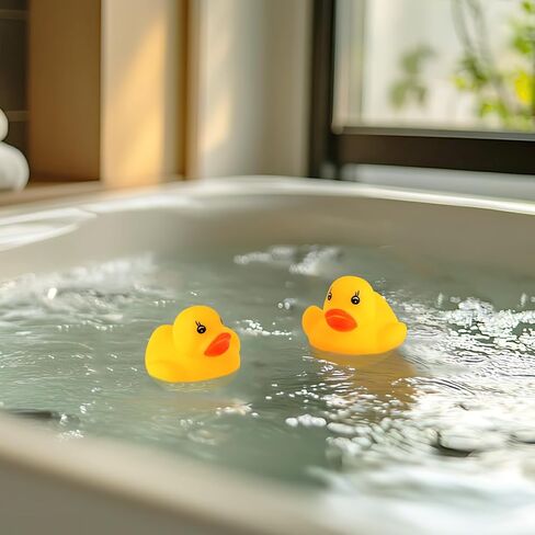 50 Pcs Mini Rubber Ducks,Float and Squeak Duckies | Mini floating duckies with squeak design for party favors,duck collections,prize boxes,decor displays and themed events in Kuwait