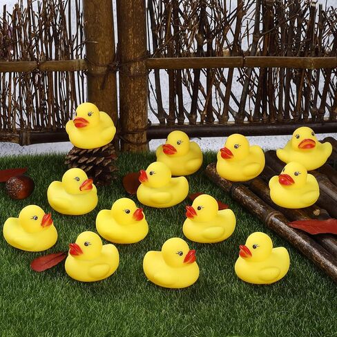 50 Pcs Mini Rubber Ducks,Float and Squeak Duckies | Mini floating duckies with squeak design for party favors,duck collections,prize boxes,decor displays and themed events in Kuwait