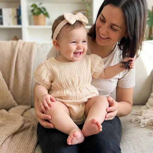 Newborn Baby Girls Summer Clothes Short Sleeve Bubble Romper Smocked Bodysuit Jumpsuit Headband One Piece Outfit in Kuwait