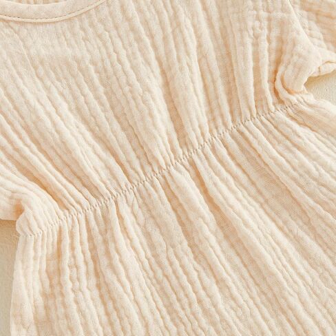 Newborn Baby Girls Summer Clothes Short Sleeve Bubble Romper Smocked Bodysuit Jumpsuit Headband One Piece Outfit in Kuwait